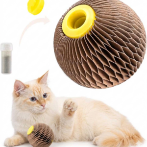 Catnip Refillable Cat Scratcher Ball Toy for Play, Exercise & Weight Control