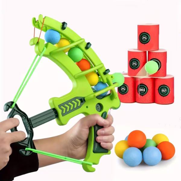12pcs Blue-Green Interactive Archery Game Set with Colorful Balls